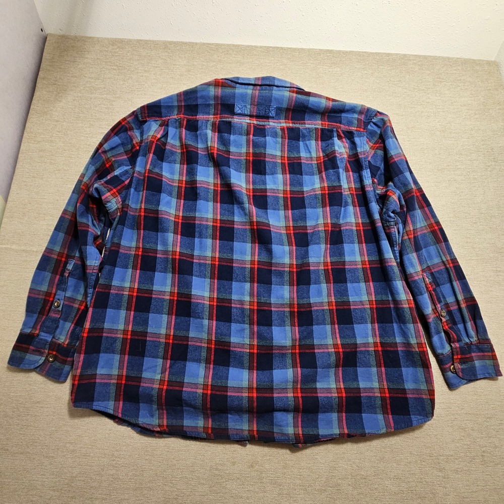 Duluth Trading Co Mens 2XL Relaxed Fit Plaid Flannel Shirt Blue Red 3237-124 - Picture 2 of 9